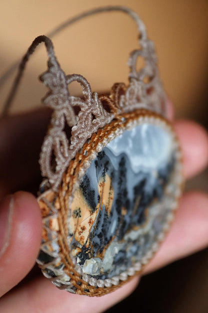 Pendentif RAINFOREST en jaspe de Maligano, grande taille, d'Indonésie