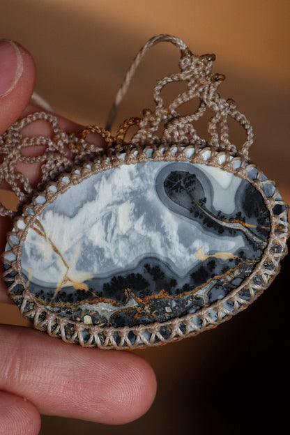 Pendentif RAINFOREST en jaspe de Maligano, grande taille, d'Indonésie