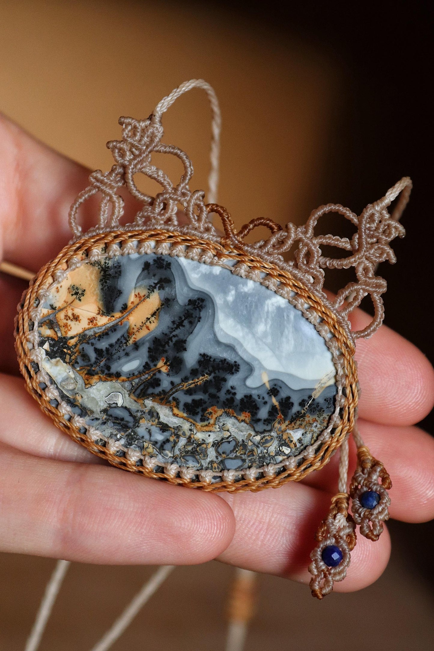 Pendentif RAINFOREST en jaspe de Maligano, grande taille, d'Indonésie