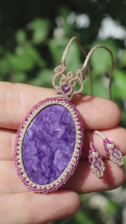 High quality deep purple Charoite pendant