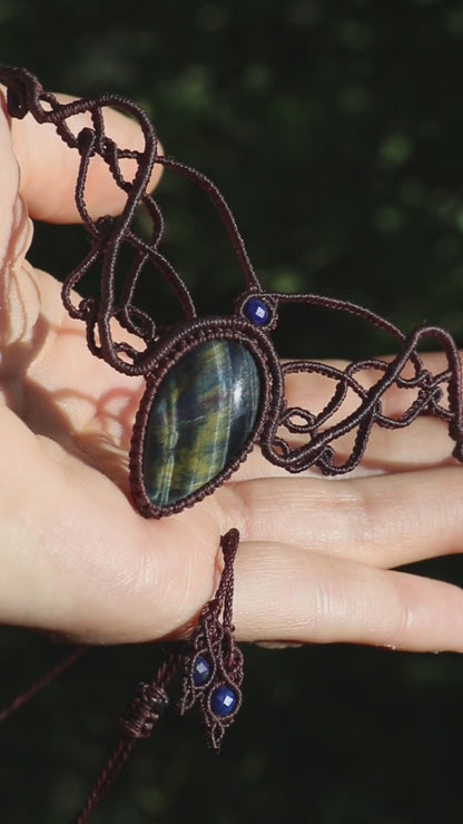 Blue Tigers eye choker with lapis lazuli beads