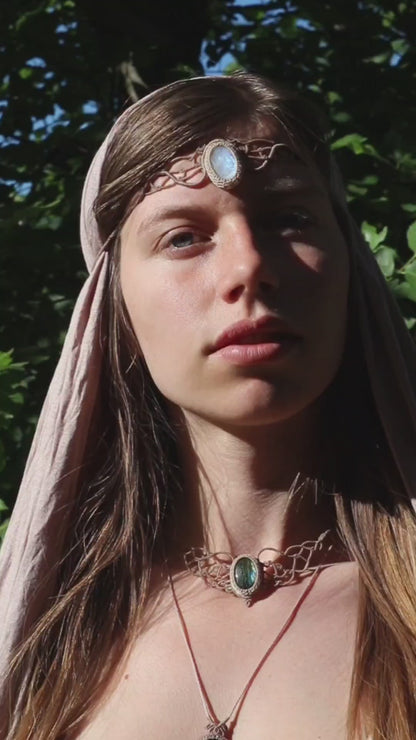 Blue Moonstone tiara, head jewelry