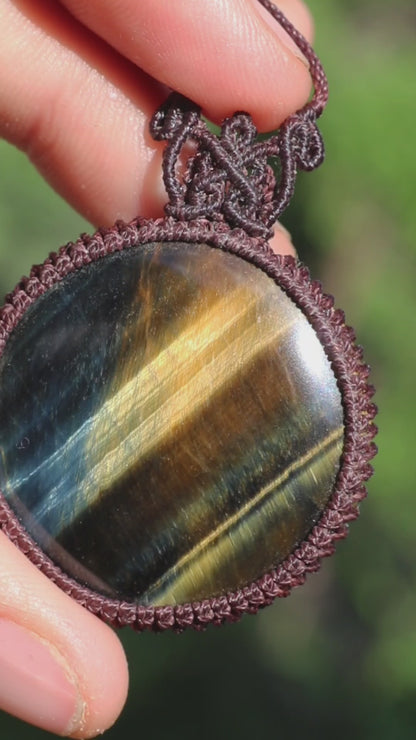 Blue Tigers eye pendant, unisex