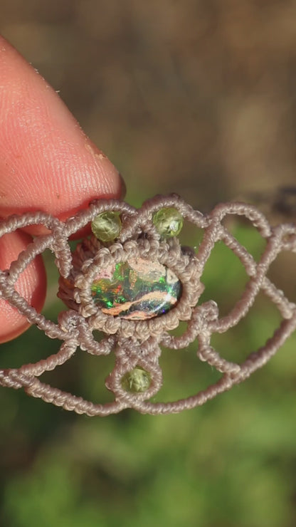 Green Mexican opal choker or headpiece/tiara | Handmade Macrame Jewelry