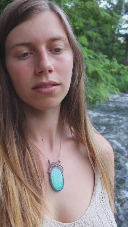 Butterfly paraiba blue AMAZONITE pendant