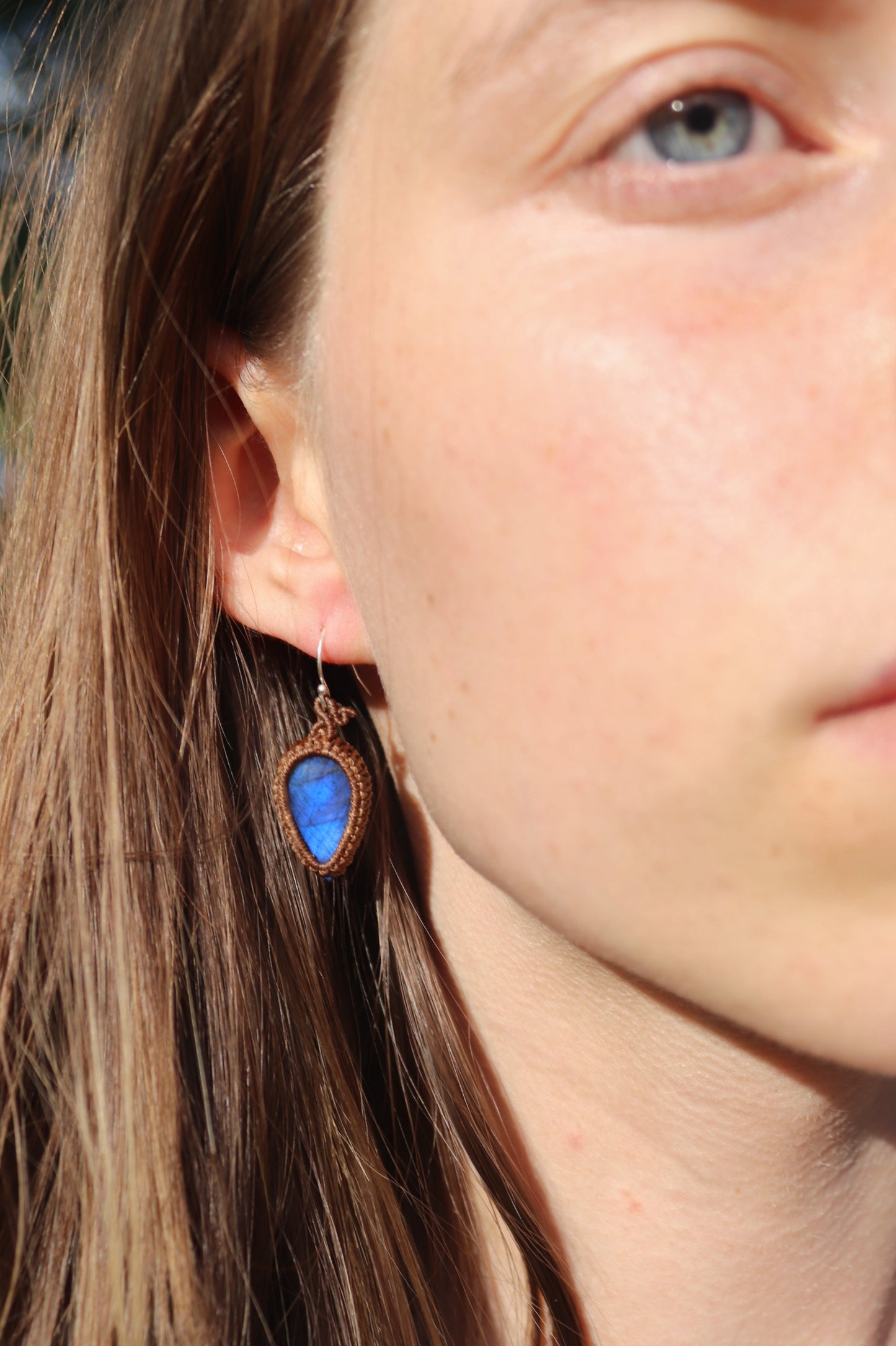 Dark blue labradorite earrings, timeless design, 925 silver