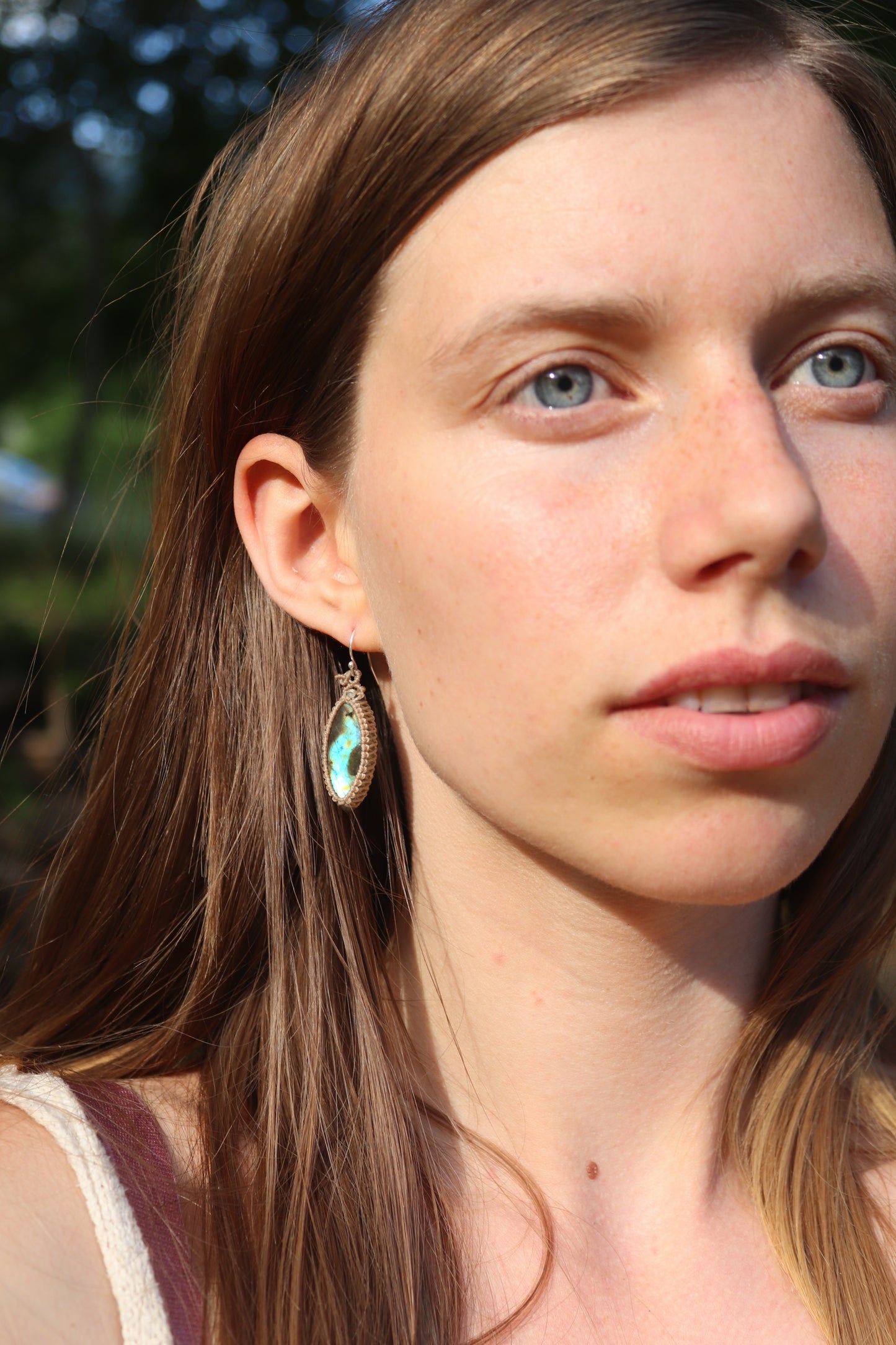 Flowing river sky blue labradorite earrings, 925 silver