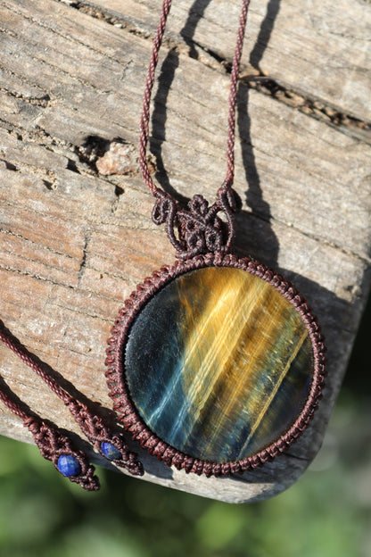 Blue Tigers eye pendant, unisex