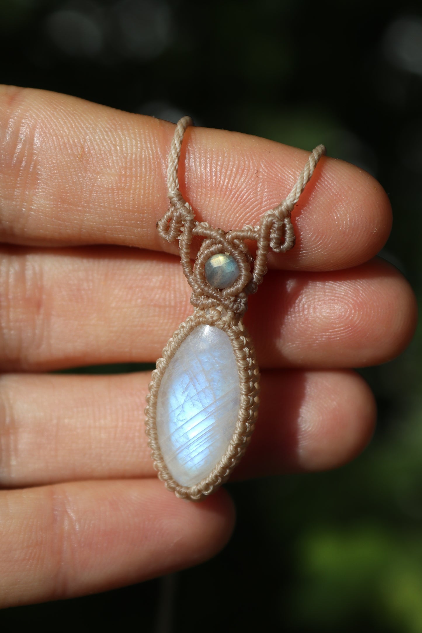 Dainty pastel blue MOONSTONE pendant