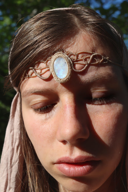 Blue Moonstone tiara, head jewelry