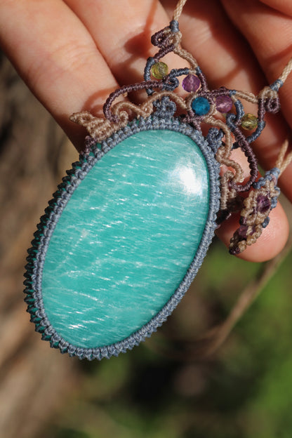 Butterfly paraiba blue AMAZONITE pendant