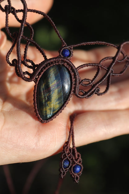 Blue Tigers eye choker with lapis lazuli beads