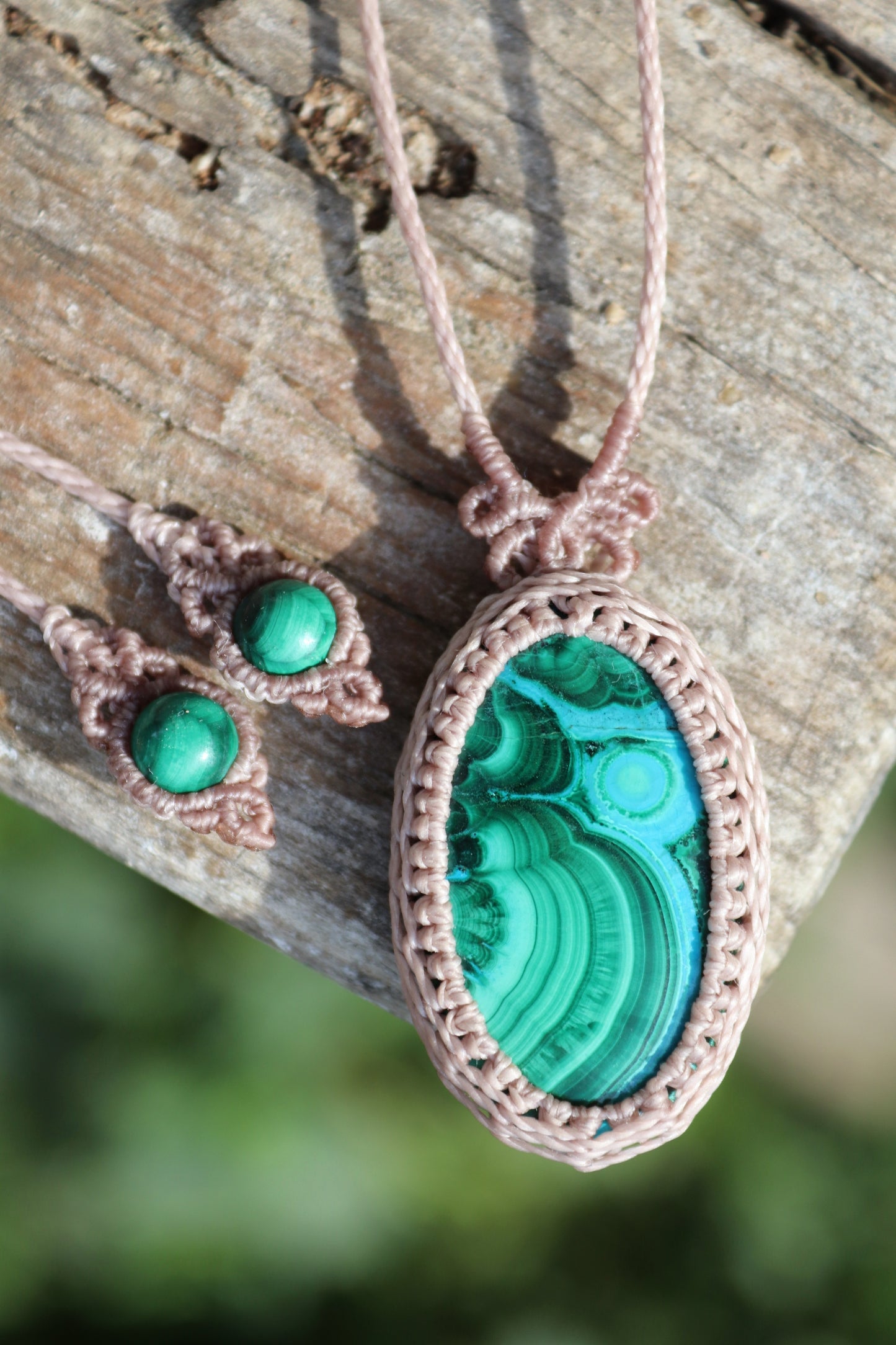 MALACHITE and blue chrysocolla pendant