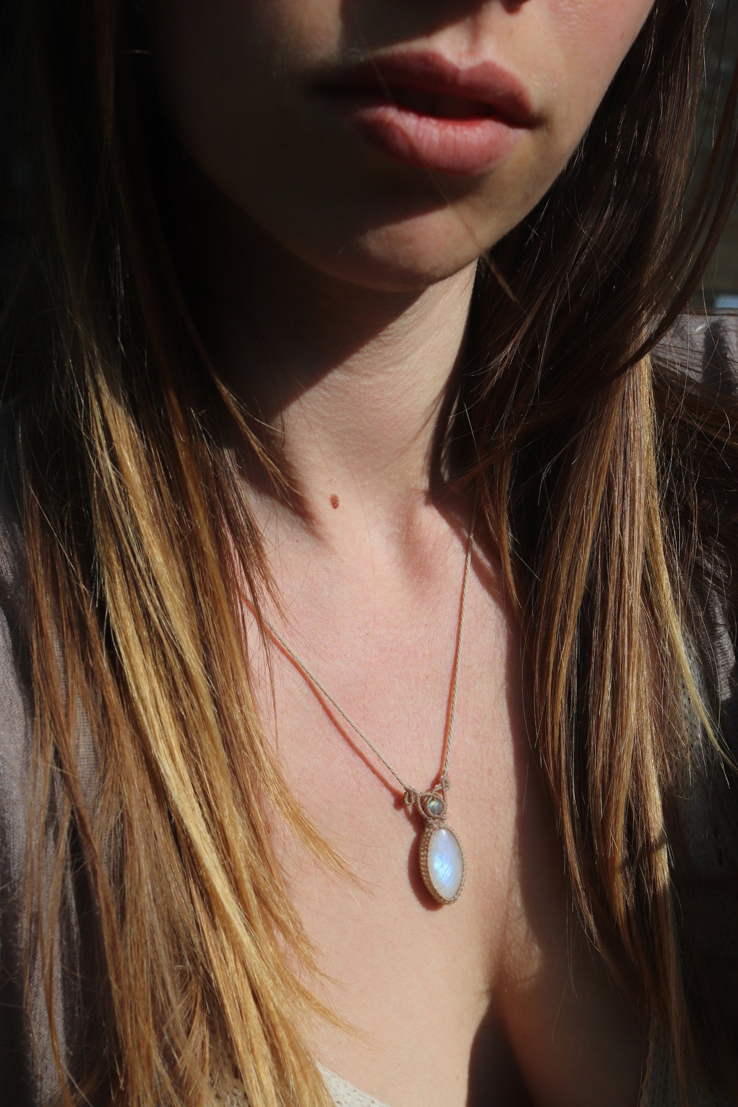 Dainty pastel blue MOONSTONE pendant