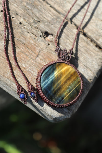 Blue Tigers eye pendant, unisex
