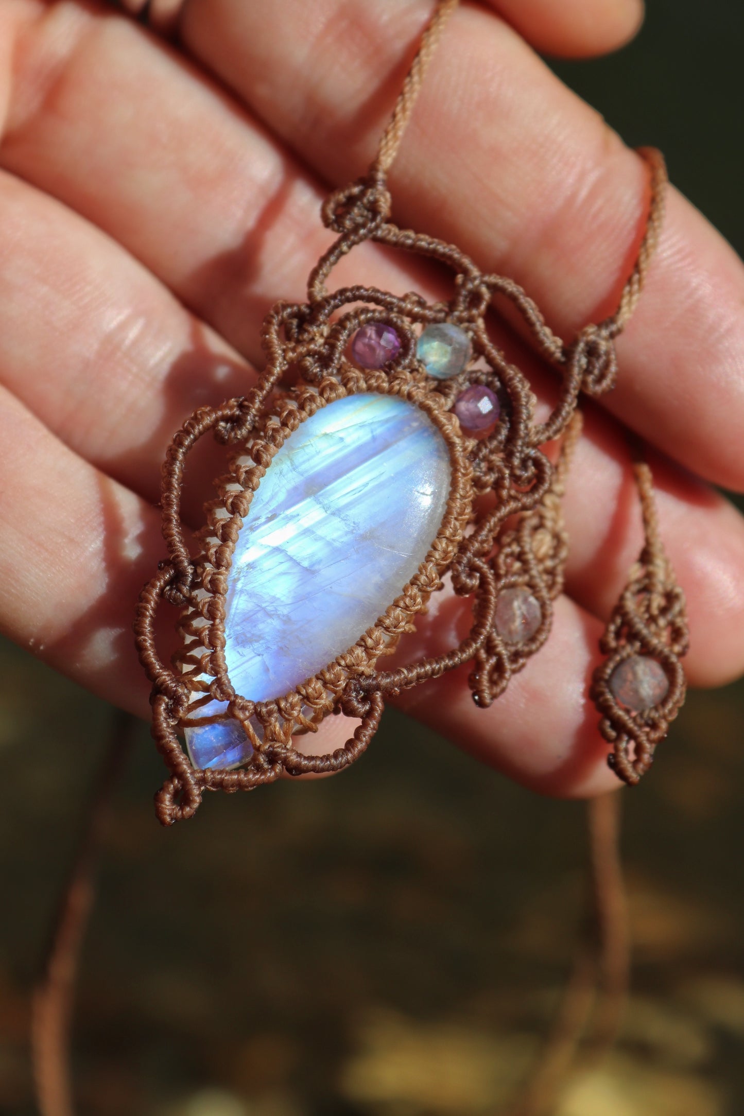 Clear baby blue moonstone pendant