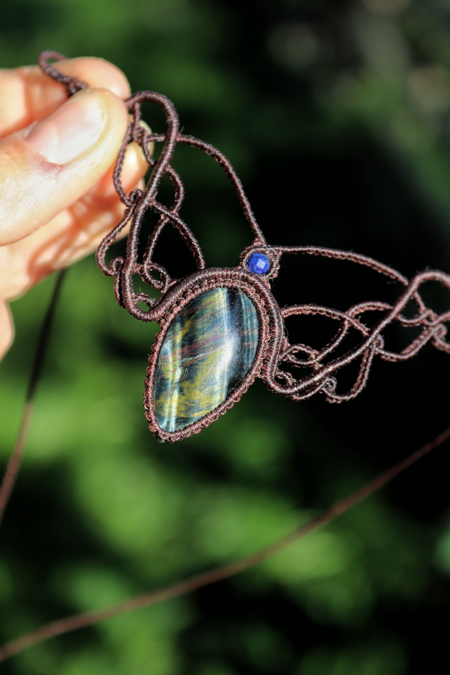 Blue Tigers eye choker with lapis lazuli beads
