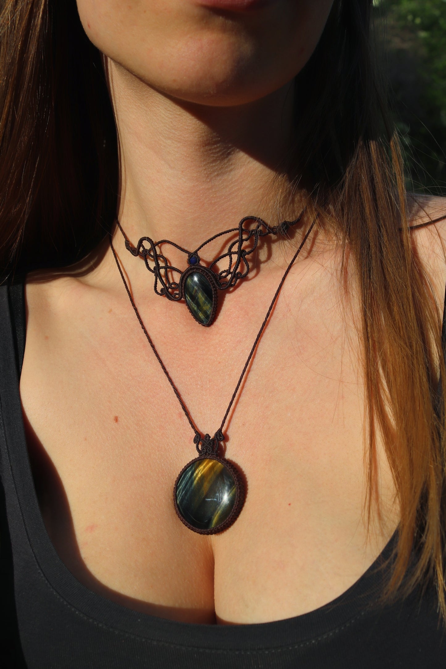 Blue Tigers eye choker with lapis lazuli beads