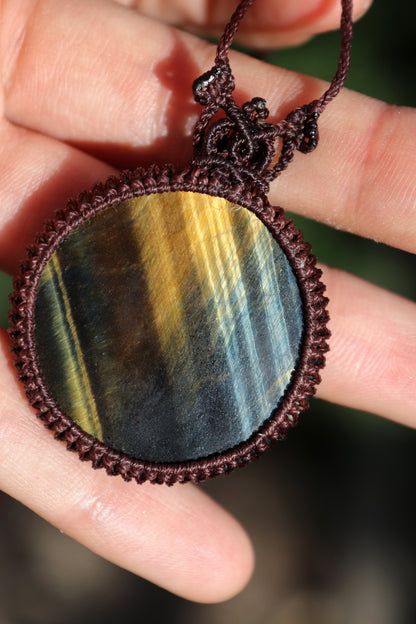 Blue Tigers eye pendant, unisex
