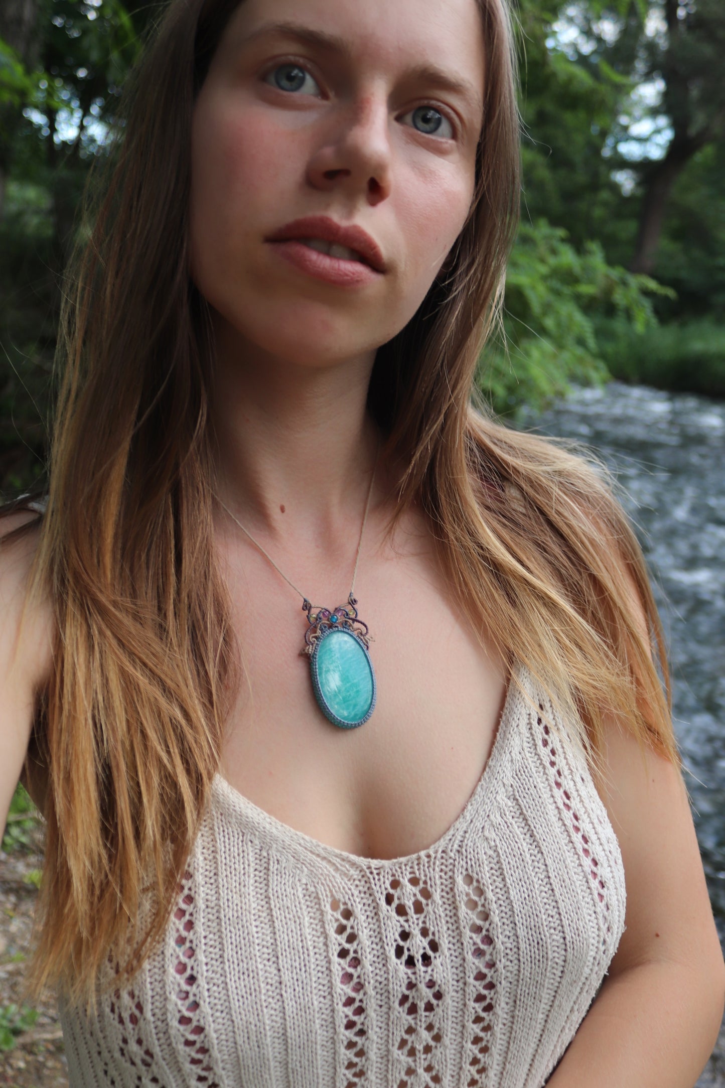 Butterfly paraiba blue AMAZONITE pendant