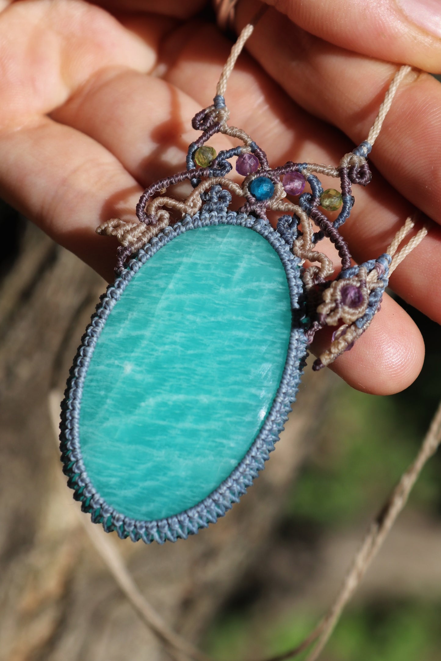Butterfly paraiba blue AMAZONITE pendant