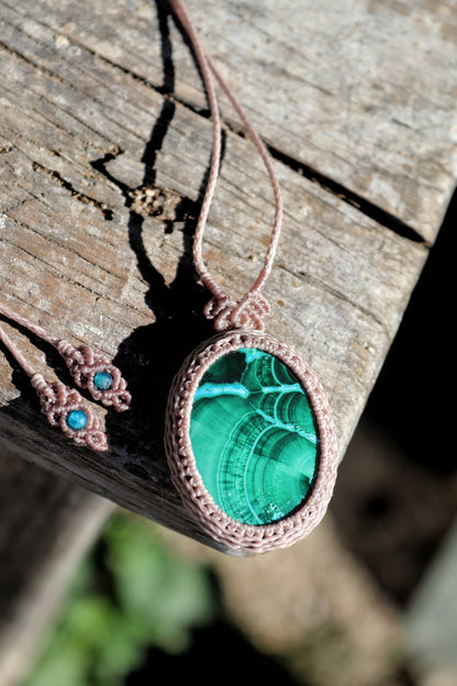 Pendentif chrysocolle MALACHITE chatoyante