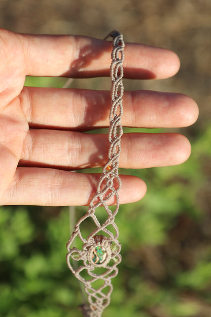 Green Mexican opal choker or headpiece/tiara | Handmade Macrame Jewelry
