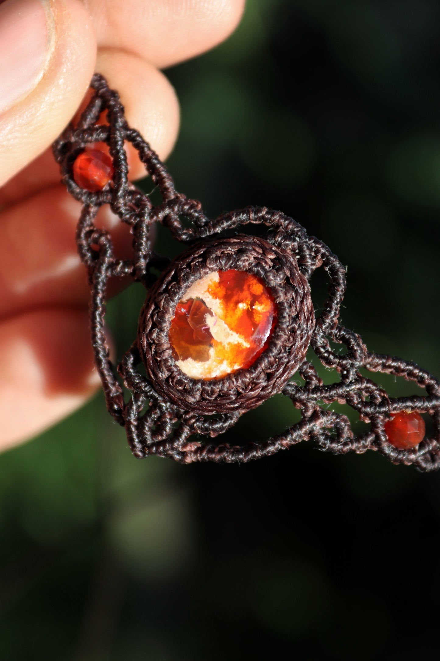Red fire opal choker with carnelian beads