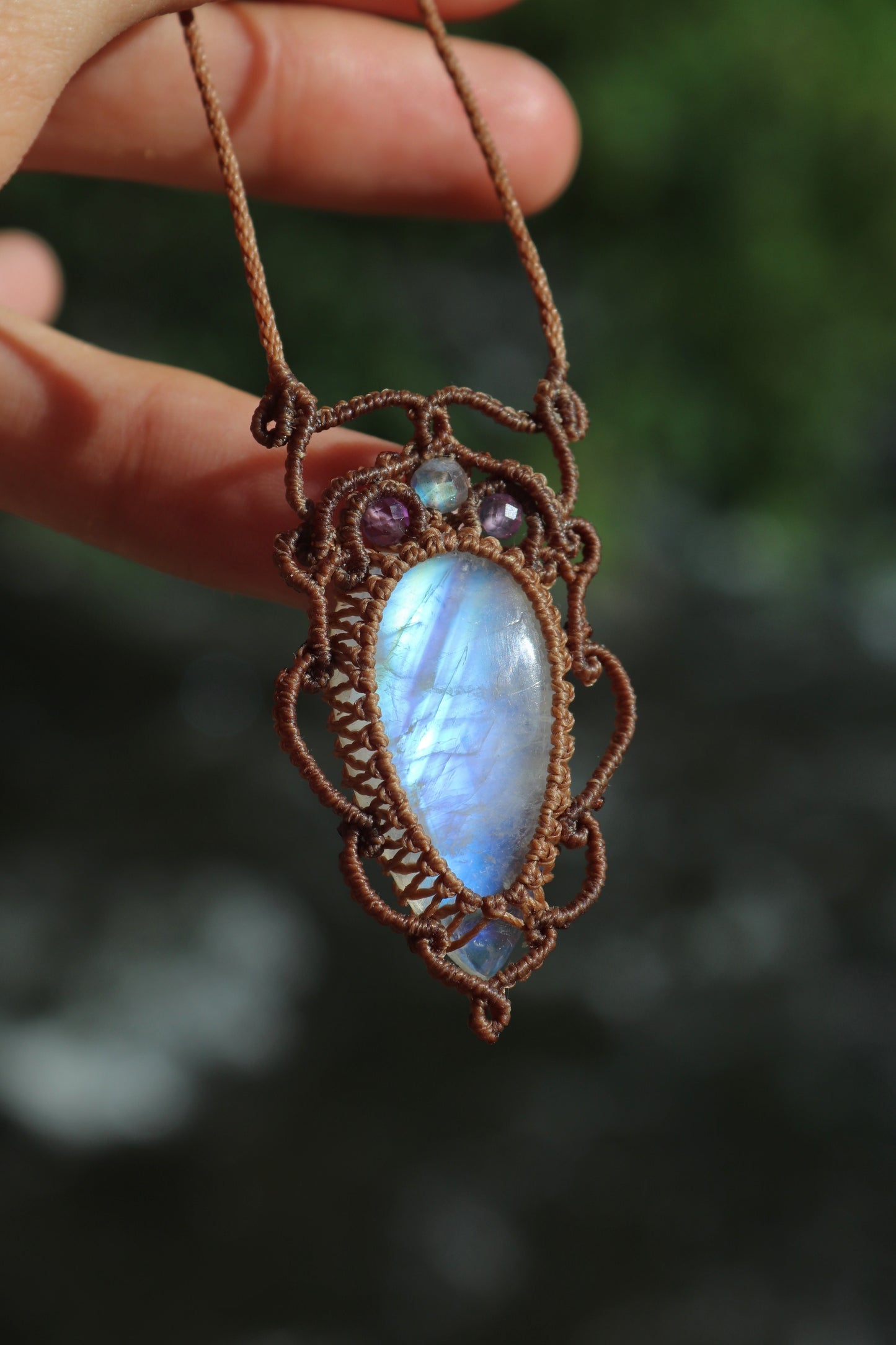 Clear baby blue moonstone pendant