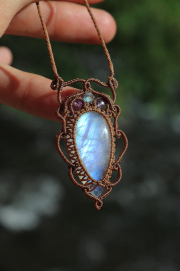 Clear baby blue moonstone pendant