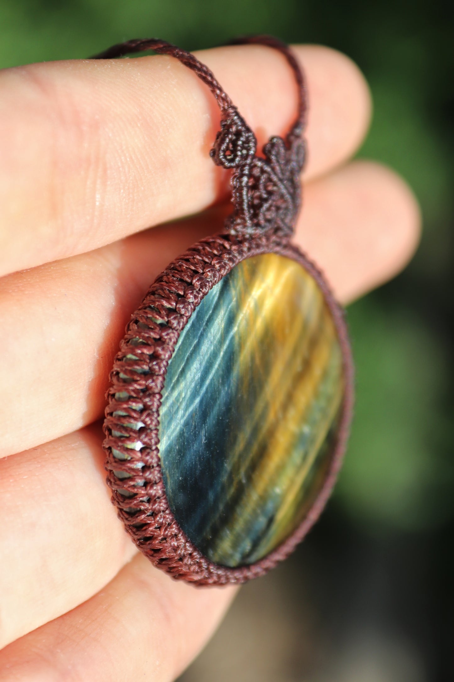 Blue Tigers eye pendant, unisex
