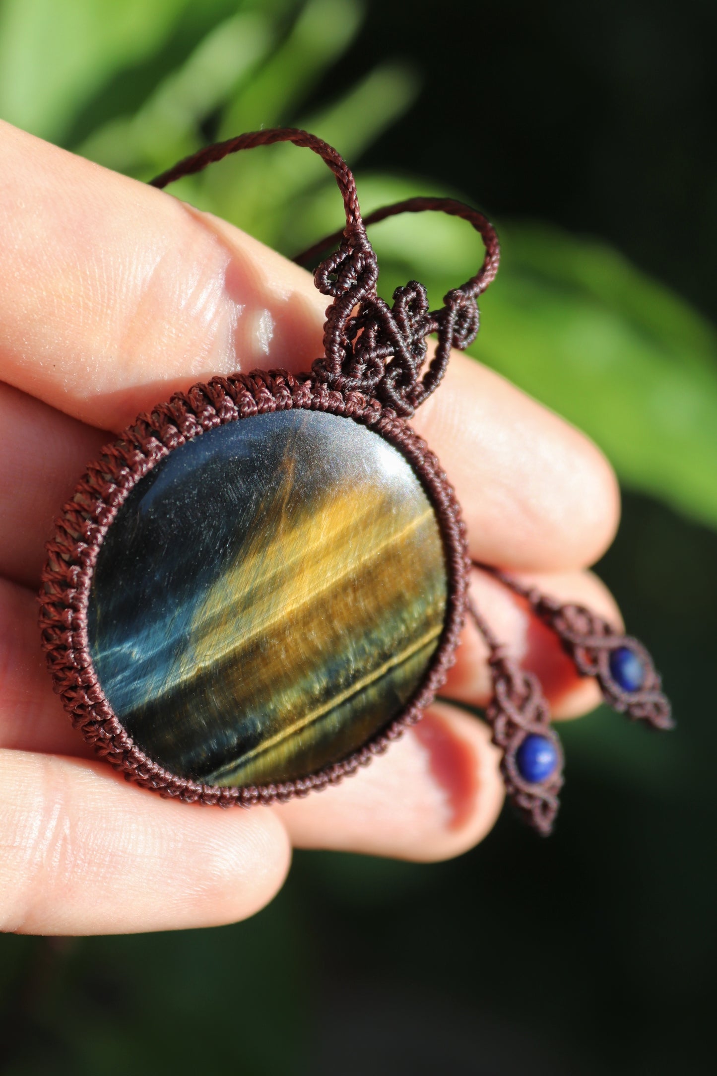 Blue Tigers eye pendant, unisex