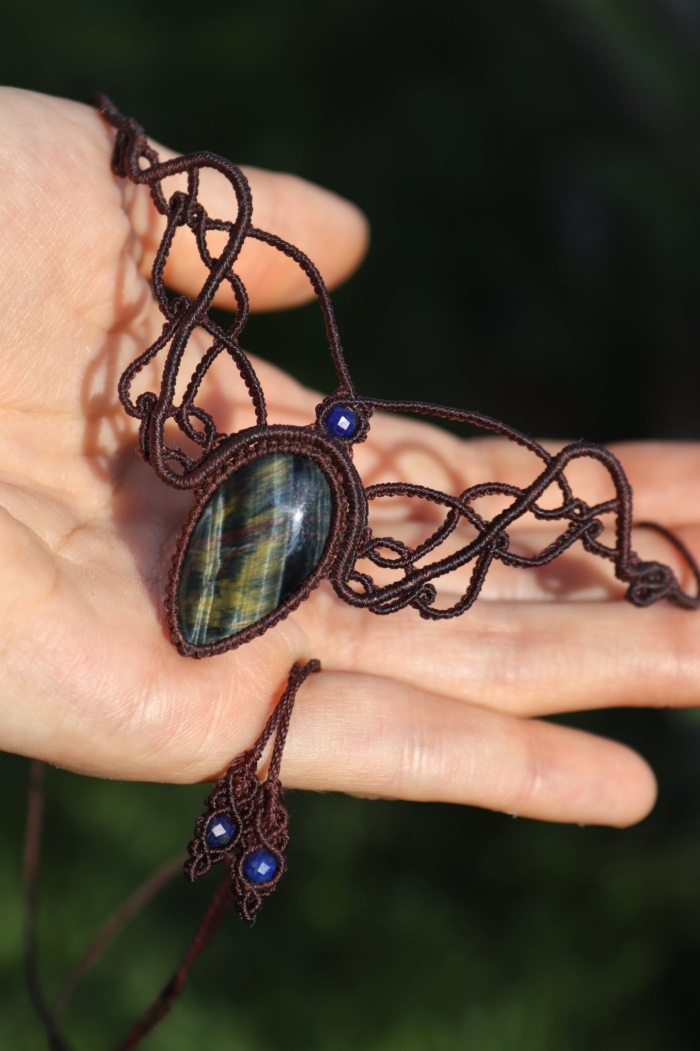 Blue Tigers eye choker with lapis lazuli beads