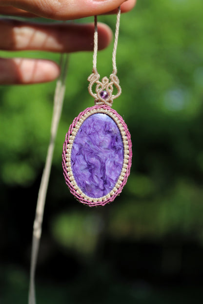 High quality deep purple Charoite pendant