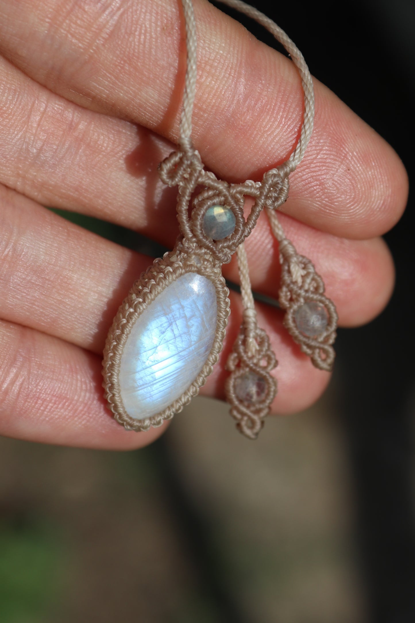 Dainty pastel blue MOONSTONE pendant