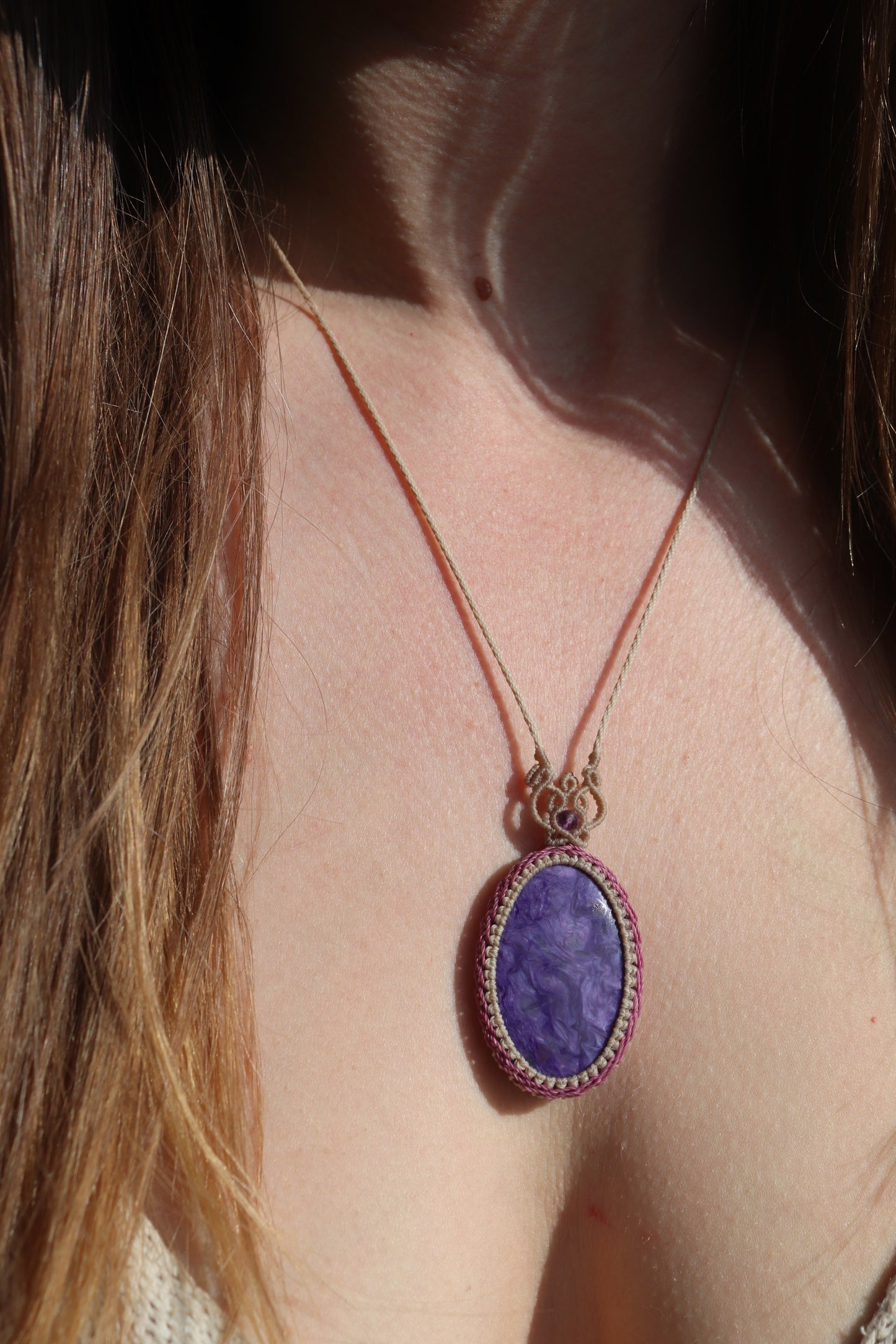 High quality deep purple Charoite pendant