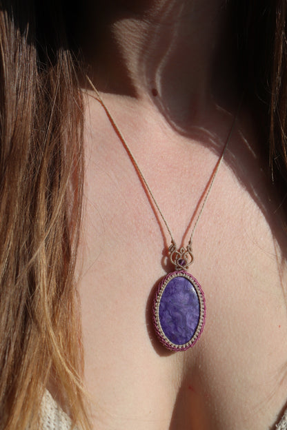 High quality deep purple Charoite pendant