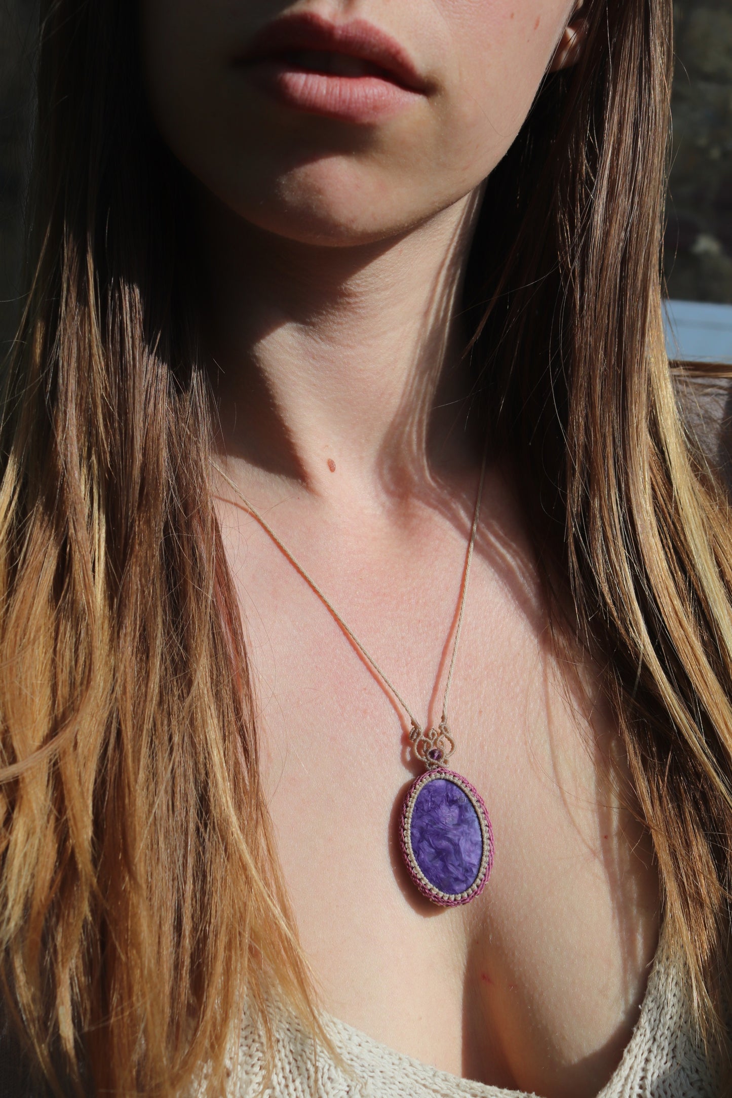 High quality deep purple Charoite pendant