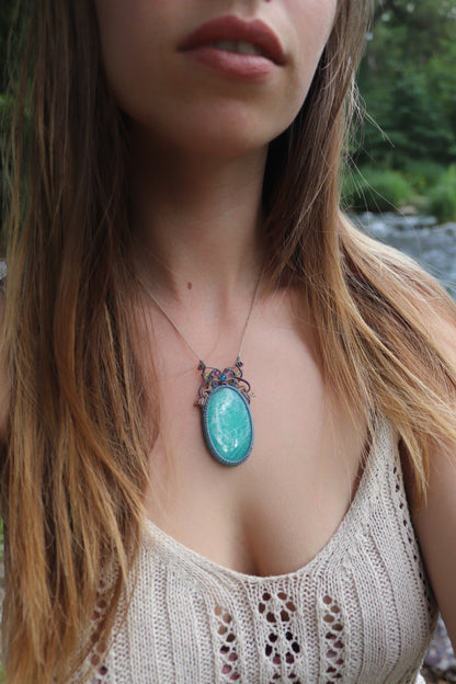 Butterfly paraiba blue AMAZONITE pendant