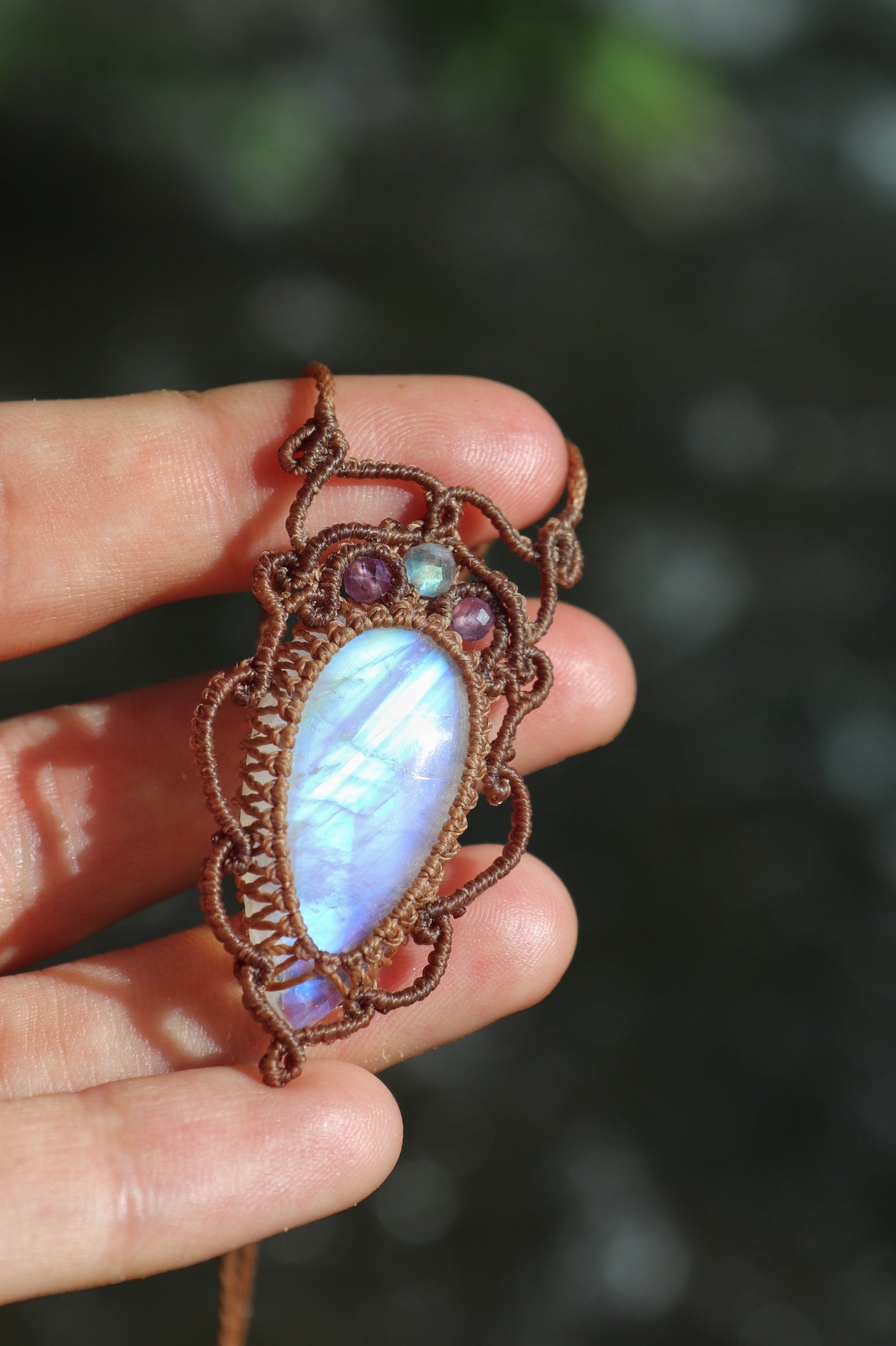 Clear baby blue moonstone pendant