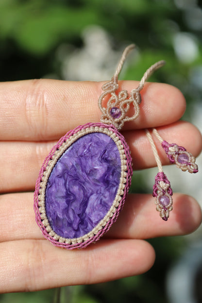 High quality deep purple Charoite pendant