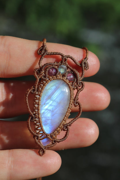 Clear baby blue moonstone pendant