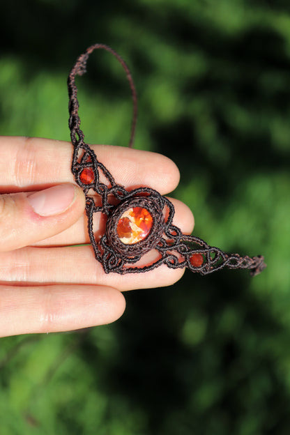 Red fire opal choker with carnelian beads
