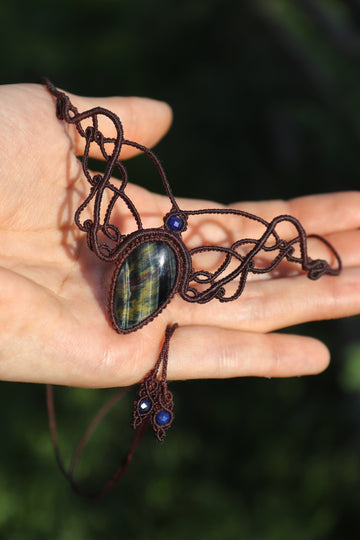 Blauer Tigerauge-Choker (Falkenauge) mit Lapislazuli-Perlen