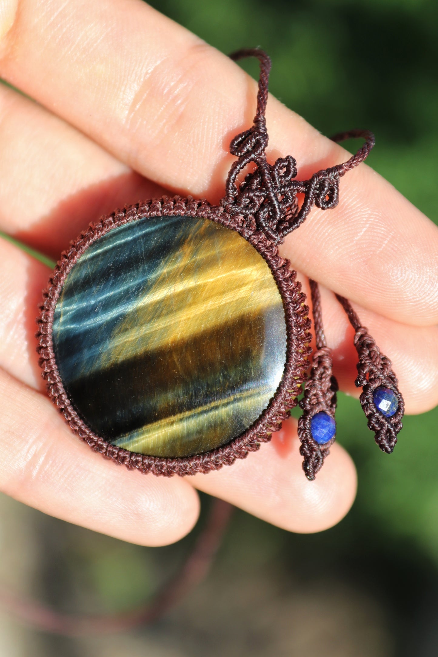 Blue Tigers eye pendant, unisex