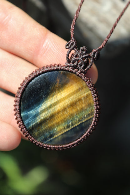 Blue Tigers eye pendant, unisex