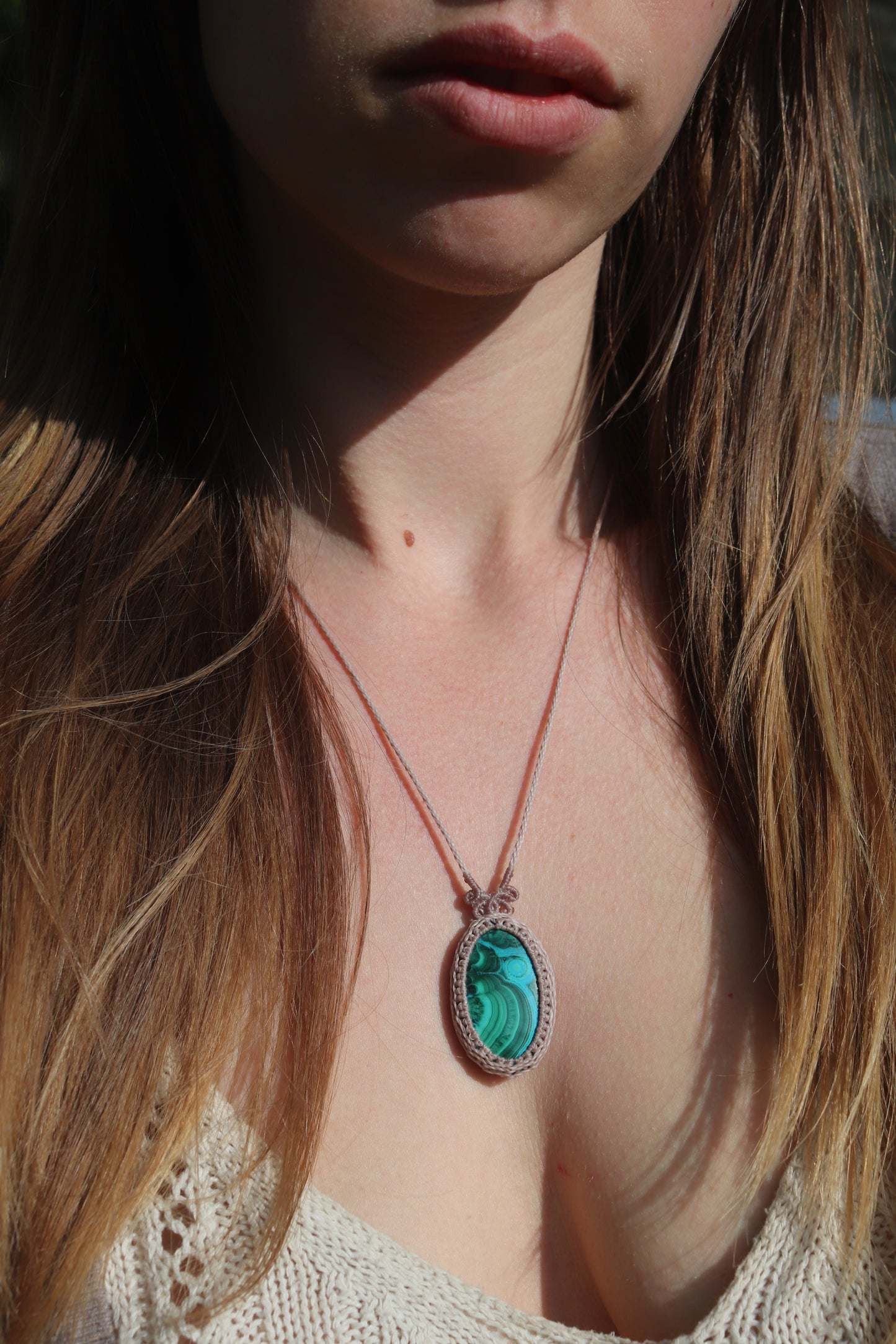MALACHITE and blue chrysocolla pendant