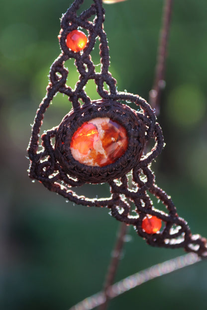 Red fire opal choker with carnelian beads