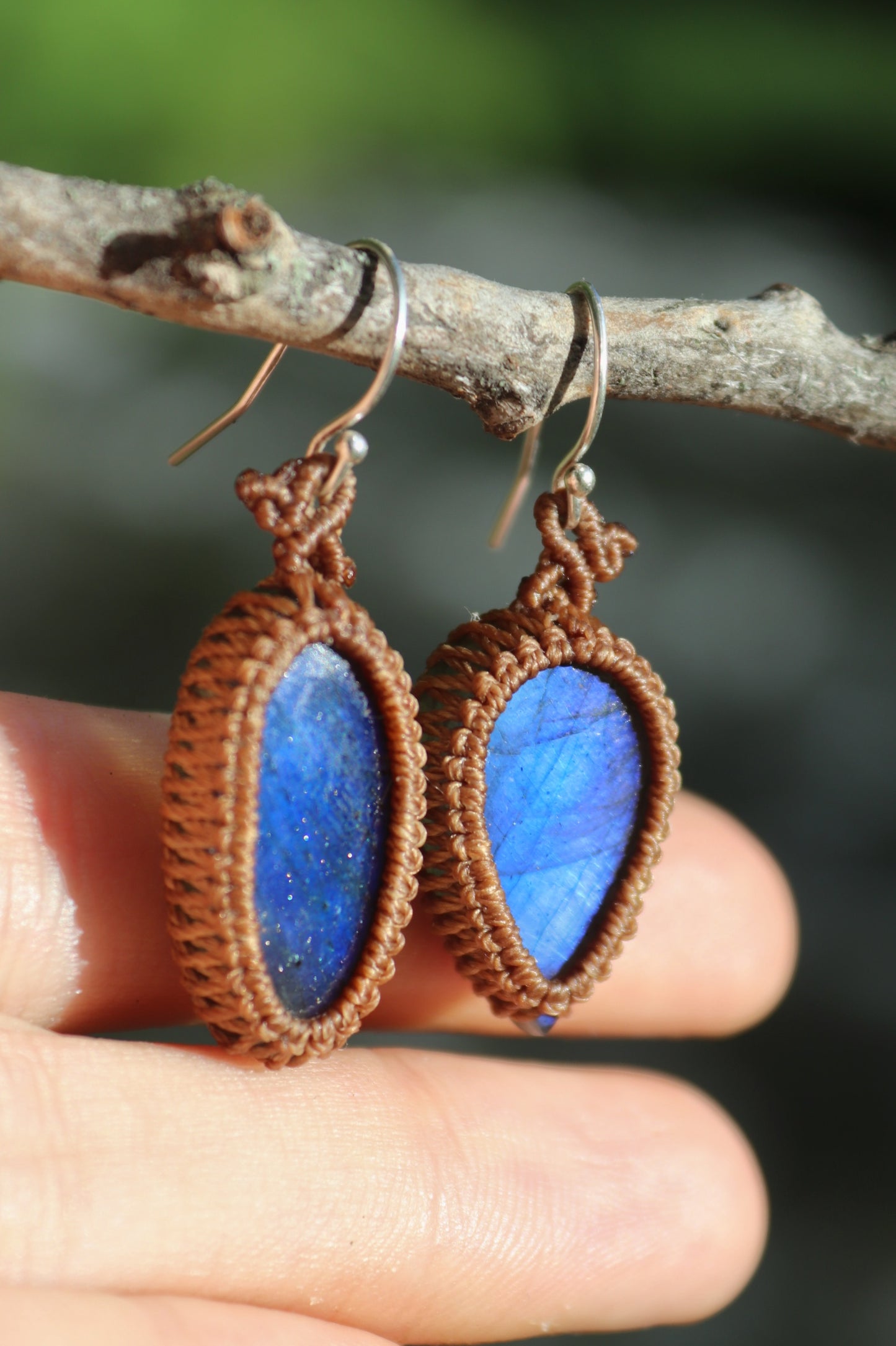 Dark blue labradorite earrings, timeless design, 925 silver