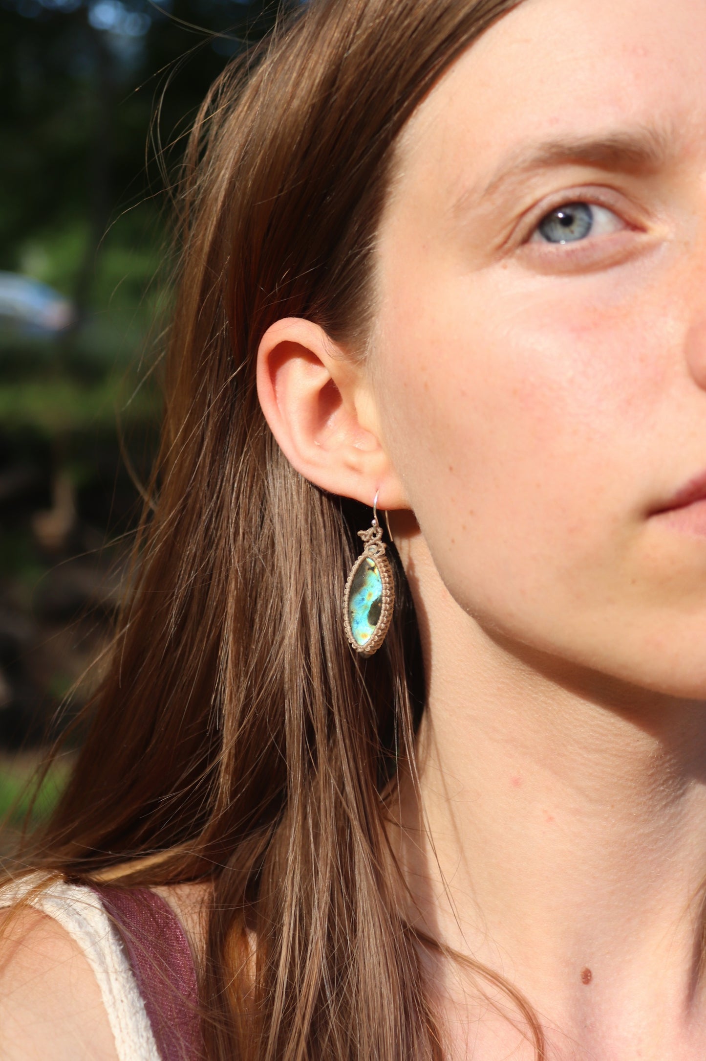 Flowing river sky blue labradorite earrings, 925 silver